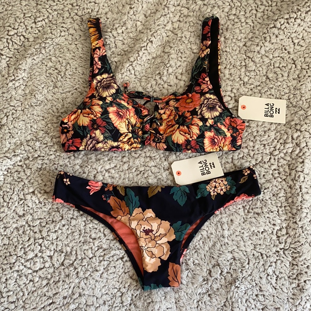 New billabong women tropical floral bikini set